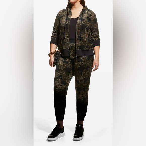 NWT Johnny Was Zuri Modern Velour Sweatpants Black & Butterflies Size Plus 1X - Picture 10 of 14